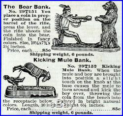Cast Iron INDIAN SHOOTING BEAR Mechanical Bank Original Antique Americana Toy