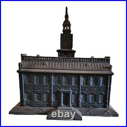 Cast Iron Independence Hall Coin Bank. Original Condition Created in 1875