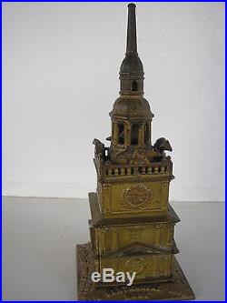 Cast Iron Independence Hall Tower Bank by Enterprise 1875 Worlds' Fair Comm