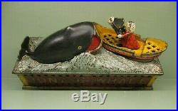 Cast Iron JONAH AND THE WHALE Mechanical Bank Original Antique Americana Toy