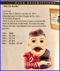 Cast Iron KILTIE BANK Mechanical Bank Original Antique Americana Toy