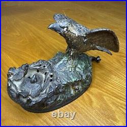 Cast Iron Mechanical Bank J&E Stevens AMERICAN EAGLE & Eaglets PatJan23 1883