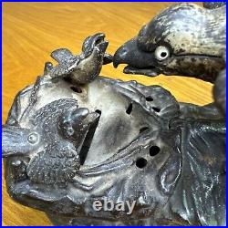 Cast Iron Mechanical Bank J&E Stevens AMERICAN EAGLE & Eaglets PatJan23 1883