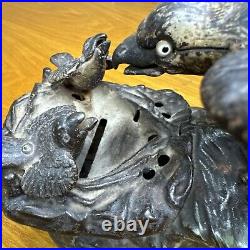 Cast Iron Mechanical Bank J&E Stevens AMERICAN EAGLE & Eaglets PatJan23 1883