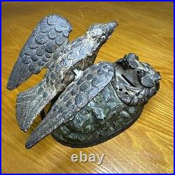 Cast Iron Mechanical Bank J&E Stevens AMERICAN EAGLE & Eaglets PatJan23 1883