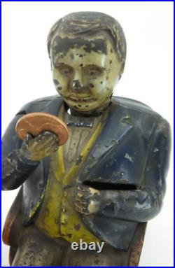 Cast Iron Mechanical Bank J&E Stevens Fat Little Man or Hall Boss Tammany Bank Cast Iron Mechanical Bank J&E Stevens Fat Little Man or Hall Boss Tammany Bank