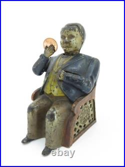 Cast Iron Mechanical Bank J&E Stevens Fat Little Man or Hall Boss Tammany Bank Cast Iron Mechanical Bank J&E Stevens Fat Little Man or Hall Boss Tammany Bank