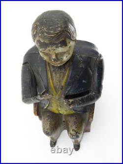 Cast Iron Mechanical Bank J&E Stevens Fat Little Man or Hall Boss Tammany Bank Cast Iron Mechanical Bank J&E Stevens Fat Little Man or Hall Boss Tammany Bank