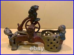 Cast Iron Mechanical Bank PROFESSOR PUG FROG J & E Stevens