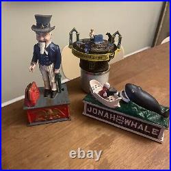 Cast Iron Mechanical Coin Banks 3 In All Replicas