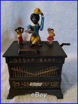 Cast Iron Mechanical Monkey Organ Bank From The Book Of Knowledge Collection
