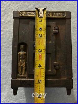 Cast Iron Metropolitan Bank Safe Antique With Guard And Door