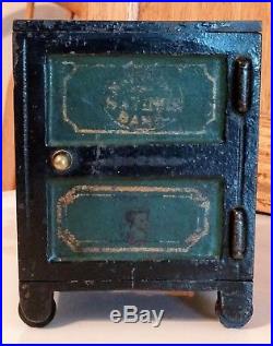 Cast Iron National Safe Bank On Wheels With Key Lock Trap Cira 1880