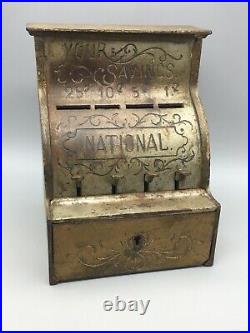 Cast Iron National Your Savings Bank c. 1900-1910 With Key