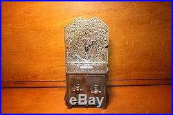 Cast Iron Nickel Plated Time Combo Safe Bank by E. M. Roche Co. C. 1880, s