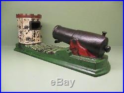 Cast Iron OCTAGONAL FORT Mechanical Bank Original Antique c1890s Americana Toy