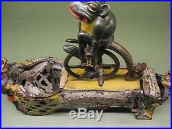 Cast Iron PROFESSOR PUG FROG-RARE Mechanical Bank Original Antique Americana
