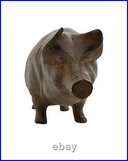 Cast Iron Pig Figurine Large Piggy Bank Sculpture Old Vintage Decor