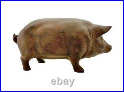 Cast Iron Pig Figurine Large Piggy Bank Sculpture Old Vintage Decor