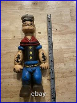 Cast Iron Popeye Sailor Man Piggy Bank COLLECTOR HUGE Olive Oil PATINA 2+LBS 8