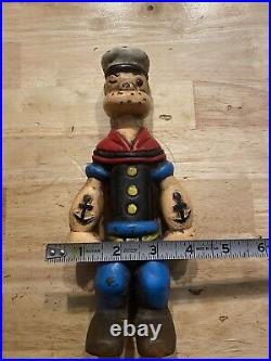 Cast Iron Popeye the Sailor Man Piggy Bank HUGE Patina Collector 8+ Inches GIFT