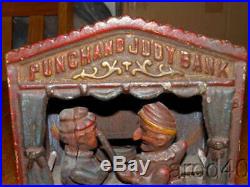 Cast Iron Punch & Judy Mechanical Bank Working Good Piece Looks Original Look