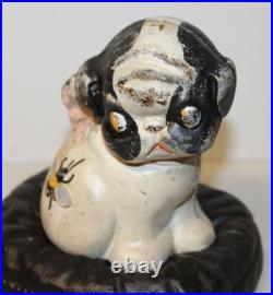 Cast Iron Puppo Puppy Dog on a Pillow Toy Coin or Penny Bank -1914 Hubley Cast Iron Puppo Puppy Dog on a Pillow Toy Coin or Penny Bank -1914 Hubley