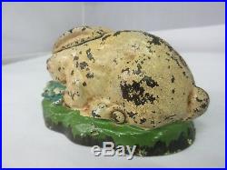 Cast Iron Rabbit in Cabbage Patch Mechanical Bank Mfg Kilgore Rare 400-G
