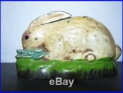 Cast Iron Rabbit in Cabbage Patch Mechanical Bank Mfg Kilgore Rare and Very Nice