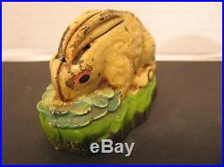 Cast Iron Rabbit in Cabbage Patch Mechanical Bank Mfg Kilgore Rare and Very Nice