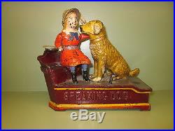 Cast Iron SPEAKING DOG Mechanical Bank Original Antique Americana Toy