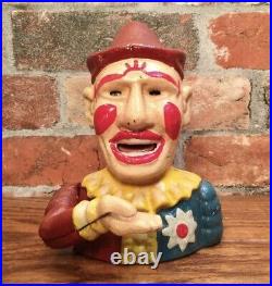 Cast Iron Shephard Hardware Humpty-Dumpty Circus Clown Mechanical Coin Bank