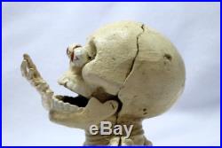 Cast Iron Skeleton Skull Mechanical Piggy Bank Reproduction Halloween