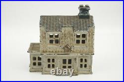 Cast Iron Still Bank A. C. Williams Colonial House with Porch Silver