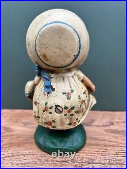 Cast Iron Still Bank Hand Painted Debbie Dimple Coin Bank with Original Paint