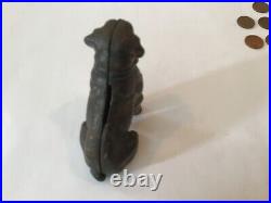 Cast Iron Still Bank Pug St Bernard Dog Sitting With 1929 Quarter & Wheat Pennies