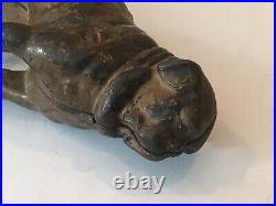Cast Iron Still Bank Pug St Bernard Dog Sitting With 1929 Quarter & Wheat Pennies
