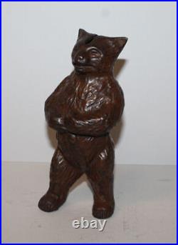 Cast Iron Still Penny Bank Angry Mean Standing Bear- Hubley