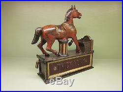 Cast Iron TRICK PONY Mechanical Bank Original Antique Americana Toy