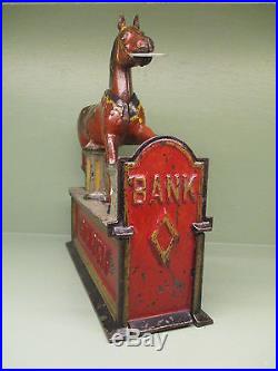 Cast Iron TRICK PONY Mechanical Bank Original Antique Americana Toy