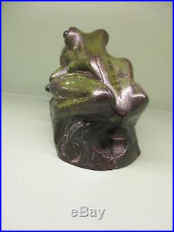Cast Iron TWO FROGS Mechanical Bank Original Antique Americana Toy