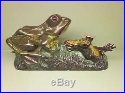 Cast Iron TWO FROGS Mechanical Bank Original Antique C1880'S Americana Toy