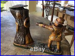 Cast Iron Teddy And The Bear Mechanical Coin Bank Theodore Roosevelt