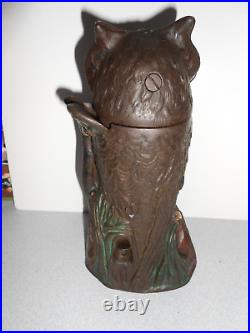 Cast Iron Turning Head Owl Bank J. & E. Stevens