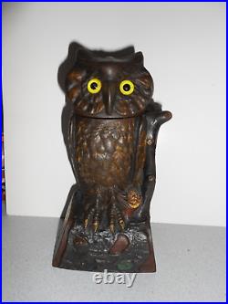 Cast Iron Turning Head Owl Bank J. & E. Stevens