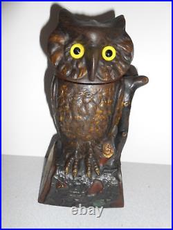 Cast Iron Turning Head Owl Bank J. & E. Stevens