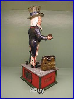Cast Iron UNCLE SAM EXCELLENT PLUS Mechanical Bank Original Antique Toy