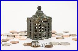 Cast Iron Victorian Building Antique Coin Bank #42857