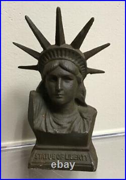 Cast Iron Vintage Liberty Bust Bank Oops Spelling Statue Of Lberty State Bank Pa
