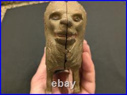 Cast iron bank still bank antique lion 6x6in Cast iron bank still bank antique lion 6x6in